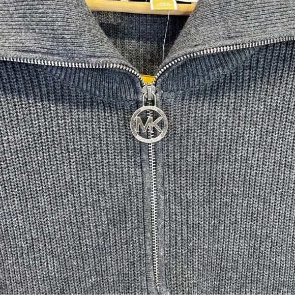 Michael Kors Half Zip knit sweater gray logo zipper - 0X - Picture 4 of 8